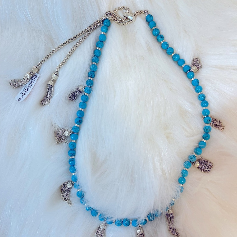 KENDRA SCOTT Vanina turq gold tassel necklace NWT